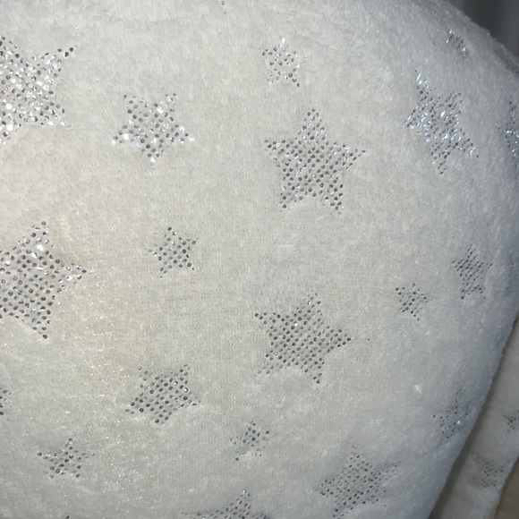 Wonder Nation ivory white silver sparkle star furry robe with belt pockets M 7-8 - Picture 5 of 8